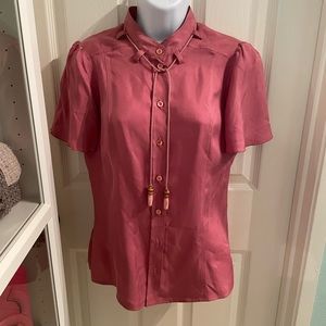 Gucci silk blouse with leather and bamboo tie details